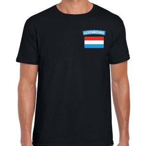 Luxembourg t-shirt met vlag zwart op borst voor heren - Luxemburg landen shirt - supporter kleding