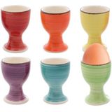 Bellatio Design Eierdopjes Bright Colour - set van 6 - multi kleuren - keramiek - 7x5 cm - voor ontbijt/brunch/Pasen