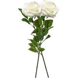 2x Creme rozen Marleen kunstbloemen 63 cm - Woondecoratie/accessoires - Kunstbloemen - Nepbloemen - Kunsttakken - Roos/rozen