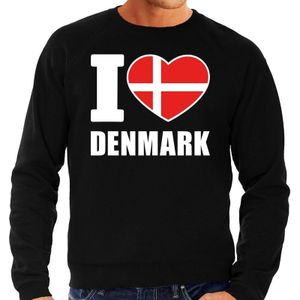 I love Denmark supporter sweater / trui voor heren - zwart - Denemarken landen truien - Deense fan kleding heren
