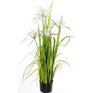 Groene grote grasplant kunstplant 110 cm in zwarte pot - Kunstplanten/nepplanten - Grasplanten