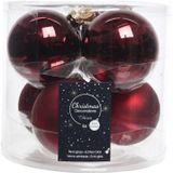 Compleet glazen kerstballen pakket donkerrood glans/mat 16x stuks - 6x 6 cm - 6x 8 cm - 4x 10 cm