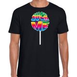 Bellatio Decorations Gay Pride shirt - suck me - regenboog - heren - zwart