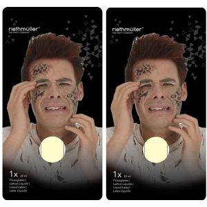 Set van 2x stuks vloeibare latex schmink/make-up 28 ml - Halloween make-up nephuid/wonden maken