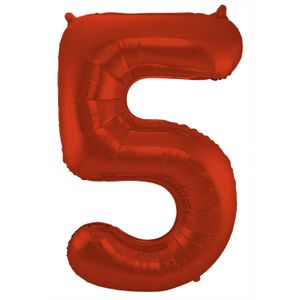 Folat Folie cijfer ballon - 86 cm rood - cijfer 5 - verjaardag leeftijd