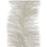 2x Kerstslinger winter wit 10 cm breed x 270 cm - Guirlande folie lametta - Winter witte kerstboom versieringen