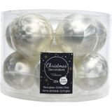 Compleet glazen kerstballen pakket ijslak wit glans/mat 26x stuks - 10x 6 cm - 12x 8 cm - 4x 10 cm