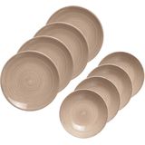 Bordenset 8x stuks diep bord en 8x stuks dinerbord Turbolino beige/bruin 21 cm - 27 cm - Borden van aardewerk