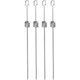 Vaggan BBQ spiezen - 12x stuks - RVS - 40,5 cm - vleespennen voor vlees - barbecue accessoires