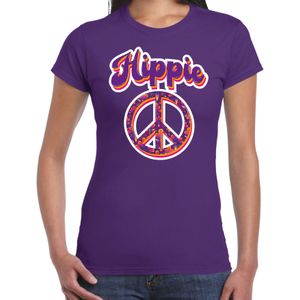 Hippie t-shirt paars voor dames - 60s / 70s / toppers outfit / kleding