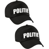 4x stuks verkleed politie agent pet / baseball cap zwart voor dames en heren - verkleedhoofddeksel / carnaval