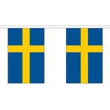 2x Buiten vlaggenlijn Zweden 3 meter - Zweedse vlag - Supporter feestartikelen - Landen decoratie en versieringen