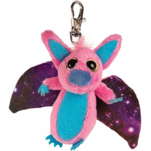 Suki Gifts Pluche knuffeldier vleermuis - roze/paars - 9 cm - sleutelhanger