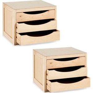 Kipit - Kantoor organiser ladeblokken hout - 2 stuks - 39 x 30 x 29 cm - 3x lades