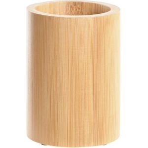 Items - Badkamer tandenborstel houder/beker - bamboe hout - 8 x 11 cm