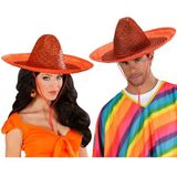 Oranje carnaval verkleed sombrero hoed 48 cm - Mexicaanse hoeden