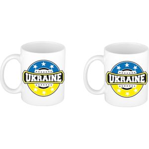Ukraine / Oekraine vlag embleem mok / beker - 2x - wi - Oekraine landen thema - supporters