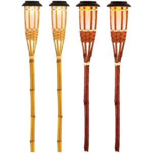 Tuinfakkels met solar verlichting - set 4x - 54 cm - vlam-effect - Tuin lantaarns