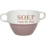 Soepkommen - 4x - Soep van de dag - keramiek - D12 x H8 cm - oud roze - Stapelbaar