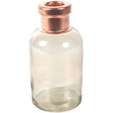 Countryfield Bloemenvaas Firm Bottle - 2x - transparant beige/koper - glas - D10 x H21 cm