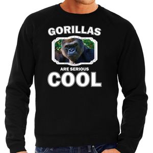 Dieren gorilla apen sweater zwart heren - gorillas are serious cool trui - cadeau sweater stoere gorilla/ gorilla apen liefhebber