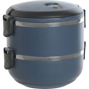 Items Stapelbare thermische lunchbox / warme maaltijd box - blauw - 16 x 15 cm - Voedsel bewaarbakjes