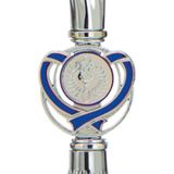 Trofee/prijs beker - blauw accent - zilver - kunststof - 32 x 10 cm - sportprijs