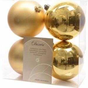 Onbreekbare gouden kerstballen 10 cm - 8 stuks - kerstversiering