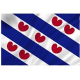 Luxe vlag Friesland/Fryslan 100 x 150 cm - Vlaggenmast vlaggen - Friese vlag voor buiten - Friesland feestartikelen