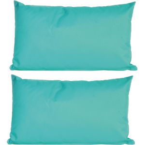 4x Bank/sier kussens voor binnen en buiten in de kleur aqua blauw 30 x 50 cm - Tuin/huis kussens