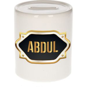 Abdul naam cadeau spaarpot met gouden embleem - kado verjaardag/ vaderdag/ pensioen/ geslaagd/ bedankt