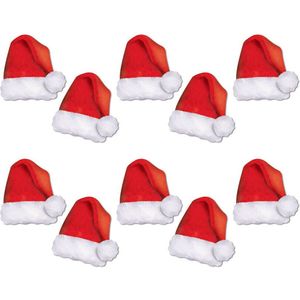 10x Stuks kerstmutsen wand/tafel kerstdecoratie karton 13 cm - Kerstversiering