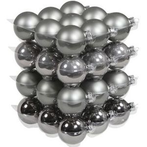 36x Titanium grijze glazen kerstballen 6 cm - mat/glans - Kerstboomversiering grijs tinten