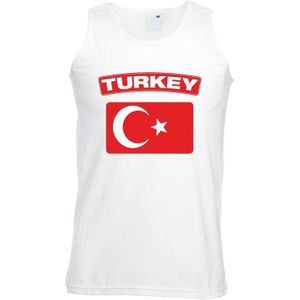 Turkije singlet shirt/ tanktop met Turkse vlag wit heren