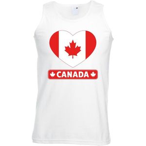 Canada singlet shirt/ tanktop met Canadese vlag in hart wit heren