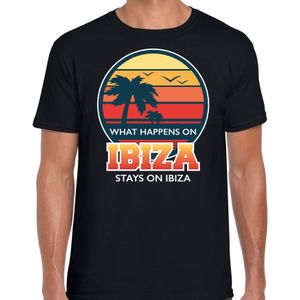 Ibiza zomer t-shirt / shirt What happens in Ibiza stays in Ibiza voor heren - zwart - Ibiza party / vakantie outfit / kleding/ feest shirt