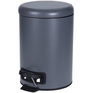 Donker grijze vuilnisbak/pedaalemmer 3 liter - Vuilnisemmers/vuilnisbakken/pedaalemmers/prullenbakken voor toilet