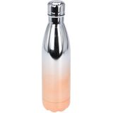 RVS thermosfles / isoleerfles voor onderweg 500 ml metallic oranje/roze - Thermoflessen