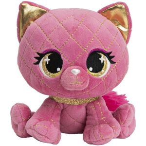 Pluche designer knuffel P-Lushes Pets kat/poes roze 15 cm - Dieren speelgoed knuffels