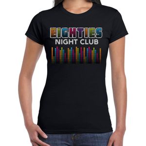 Bellatio Decorations Verkleed T-shirt voor dames - 80s night club - zwart - jaren 80 - carnaval