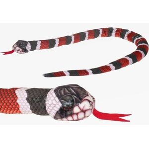 Pluche gestreepte koningsslang knuffel 150 cm - Slangen reptielen knuffels - Speelgoed voor kinderen