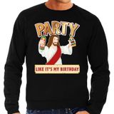 Grote maten foute Kersttrui / sweater - Party Jezus - zwart voor heren - kerstkleding / kerst outfit