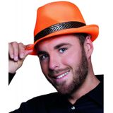 4x stuks oranje trilby hoed voor volwassenen - Verkleed hoedjes - Koningsdag/supporters