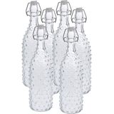 6x Glazen flessen transparant stippen met beugeldop 1000 ml - Keukenbenodigdheden - Woondecoratie - Tafel dekken - Koude dranken serveren/bewaren - Olie/azijn flessen - Decoratie flessen