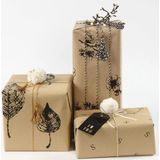 Rol inpakpapier/cadeaupapier - 3x - naturel/DIY - 500 x 50 cm - verjaardag cadeauverpakking