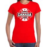Have fear Canada is here t-shirt met sterren embleem in de kleuren van de Canadese vlag - rood - dames - Canada supporter / Canadees elftal fan shirt / EK / WK / kleding