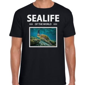 Dieren foto t-shirt Schildpadden - zwart - heren - sealife of the world - cadeau shirt Zeeschildpad liefhebber
