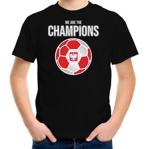 Polen EK/ WK supporter t-shirt - we are the champions met Poolse voetbal - zwart - kinderen - kleding / shirt