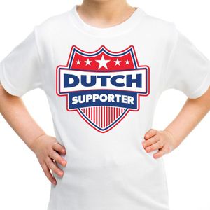 Dutch supporter schild t-shirt wit voor kinderen - Nederland landen shirt / kleding - EK / WK / Olympische spelen outfit