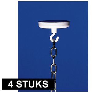 4x Witte ophanghaken met magneet - Slingers/vlaggenlijnen eenvoudig ophangen